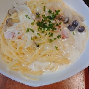 牛乳で簡単! クリームスープパスタ